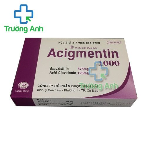 Thuốc Acigmentin 1000 Mg - Hộp 2 vỉ x 7 viên