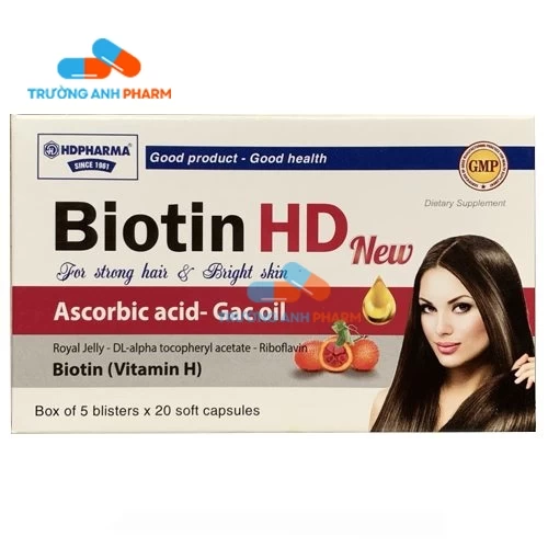 Thực Phẩm Bảo Vệ Sức Khỏe Biotin Hd New - Hộp 5 vỉ × 20 viên nang mềm.