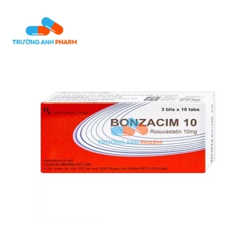 Thuốc Bonzacim 10Mg -  Hộp 3 vỉ x 10 viên  Nhà sản xuất:  Celogen Pharma Pvt., Ltd &#8211; ẤN ĐỘ  Mã sản phẩm: PC2990  Chú ý: Bài viết trên chỉ mang tính chất tham khảo, liều lượng dùng thuốc cụ thể nên theo chỉ định của bác sĩ kê đơn thuốc