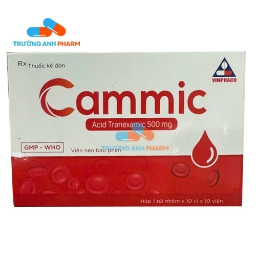 Thuốc Cammic 500Mg -  Hộp 10 vỉ x 10 viên nén dài bao phim