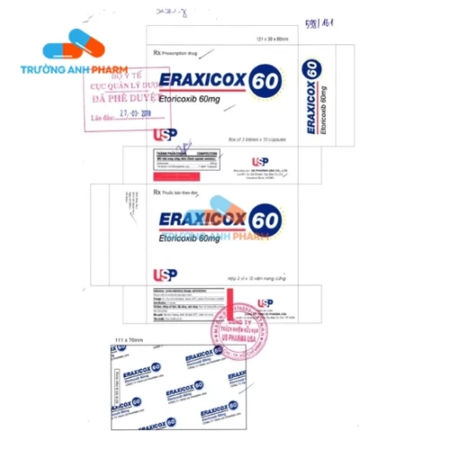 Eraxicox 60mg - Thuốc giảm đau, kháng viên của US Pharma USA 