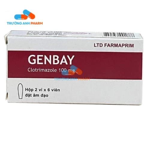 Thuốc Genbay 100Mg- Thuốc Đặt Trị Viêm Âm Đạo -   Hộp 2 vỉ x 6 viên đặt  Nhà sản xuất:  Ltd Farmaprim &#8211; MOLDOVA  Mã sản phẩm: PC543  Chú ý: Bài viết trên chỉ mang tính chất tham khảo, liều lượng dùng thuốc cụ thể nên theo chỉ định của bác sĩ kê đơn