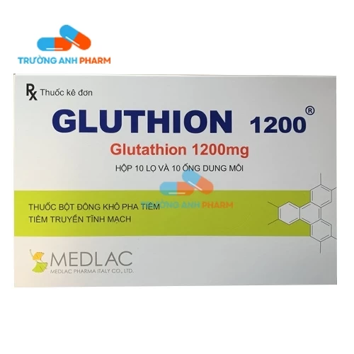 Thuốc Gluthion 1200 Mg - Hộp 10 lọ; Hộp 10 lọ + 10 Ống nước cất pha tiêm 4ml.