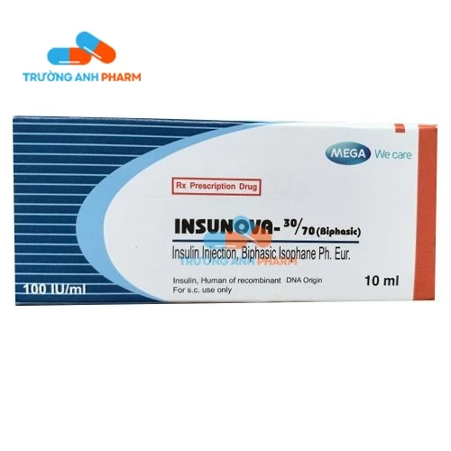 Insunova 30/70 100IU/1ml Inj.10ml - Thuốc điều trị đái tháo đường