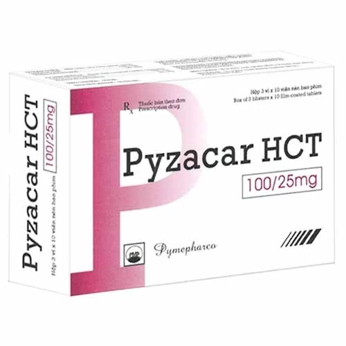 Pyzacar HCT 100/25 mg Pymepharco - Thuốc điều trị tăng huyết áp