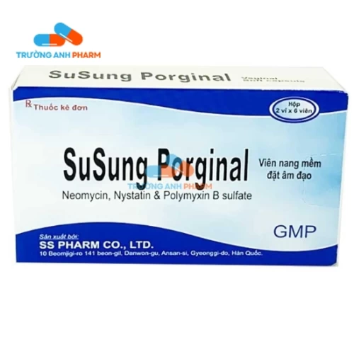 Thuốc Susung Porginal - Hộp 2 vỉ x 6 viên nang mềm đặt âm đạo
