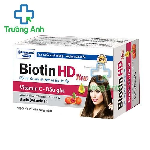 Thực Phẩm Bảo Vệ Sức Khỏe Biotin Hd New - Hộp 5 vỉ × 20 viên nang mềm.