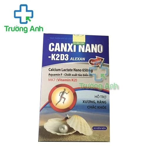 Thực Phẩm Bảo Vệ Sức Khỏe Canxi Nano-K2D3 Alexan - Hộp 1 lọ 30 viên