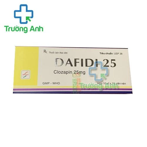 Thuốc Dafidi 25Mg - Hộp 3 vỉ x 10 viên, 5 vỉ x 10 viên, 10 vỉ x 10 viên (vỉ nhôm-nhôm); Chai 30 viên, 60 viên, 100 viên (chai nhựa HDPE)  quycachHộp 10 vỉ x 10 viên