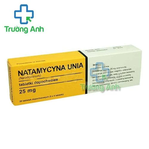 Thuốc Natamycyna Unia (Natamycin 25Mg) -  Viên nén đặt âm đạo. Hộp 20 viên đựng trong 5 vỉ, mỗi vỉ 4 viên, dụng cụ đặt kèm theo tờ hướng dẫn sử dụng.