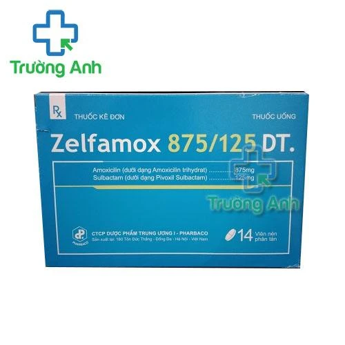Thuốc Zelfamox 875/125 Dt - Hộp 2 vỉ x 7 viên, Viên nén phân tán.