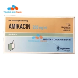 Thuốc Amikacin 250Mg/Ml -  Hộp 10 ống 2ml  Nhà sản xuất: Sopharma PLC – BUNGARI  Mã sản phẩm: PC965  Chú ý: Bài viết trên chỉ mang tính chất tham khảo, liều lượng dùng thuốc cụ thể nên theo chỉ định của bác sĩ kê đơn thuốc